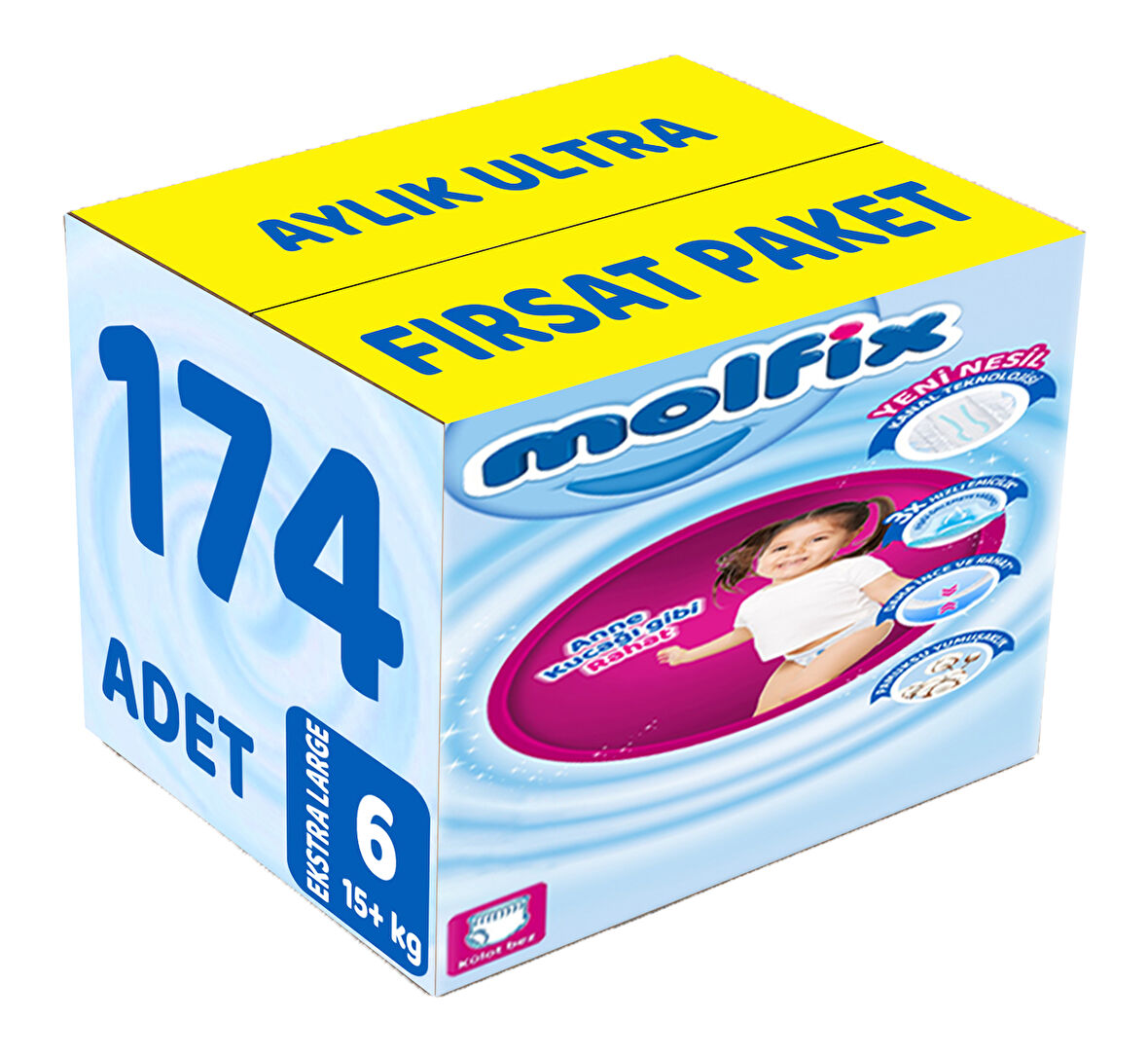 Molfix Külot Bebek Bezi Beden:6 (15+Kg) Extra Large 174 Adet Aylık Ultra Fırsat Pk