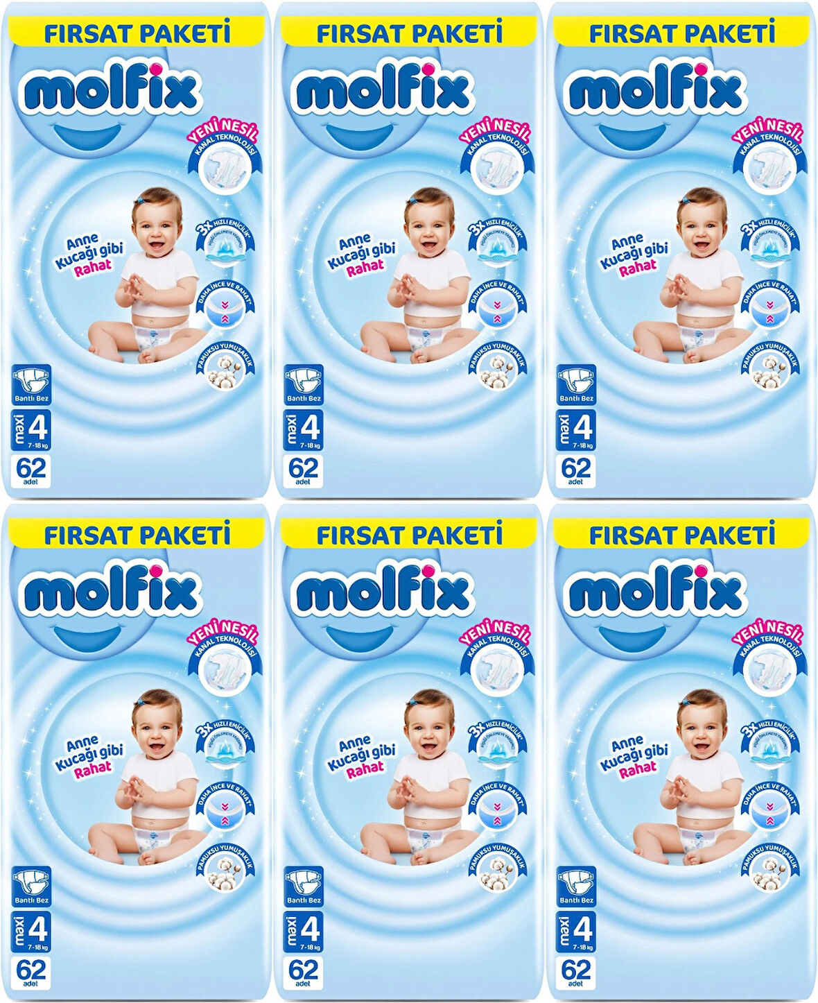 Molfix Bebek Bezi Beden:4 (7-14KG) Maxi 372 Adet Ekstra Fırsat Pk