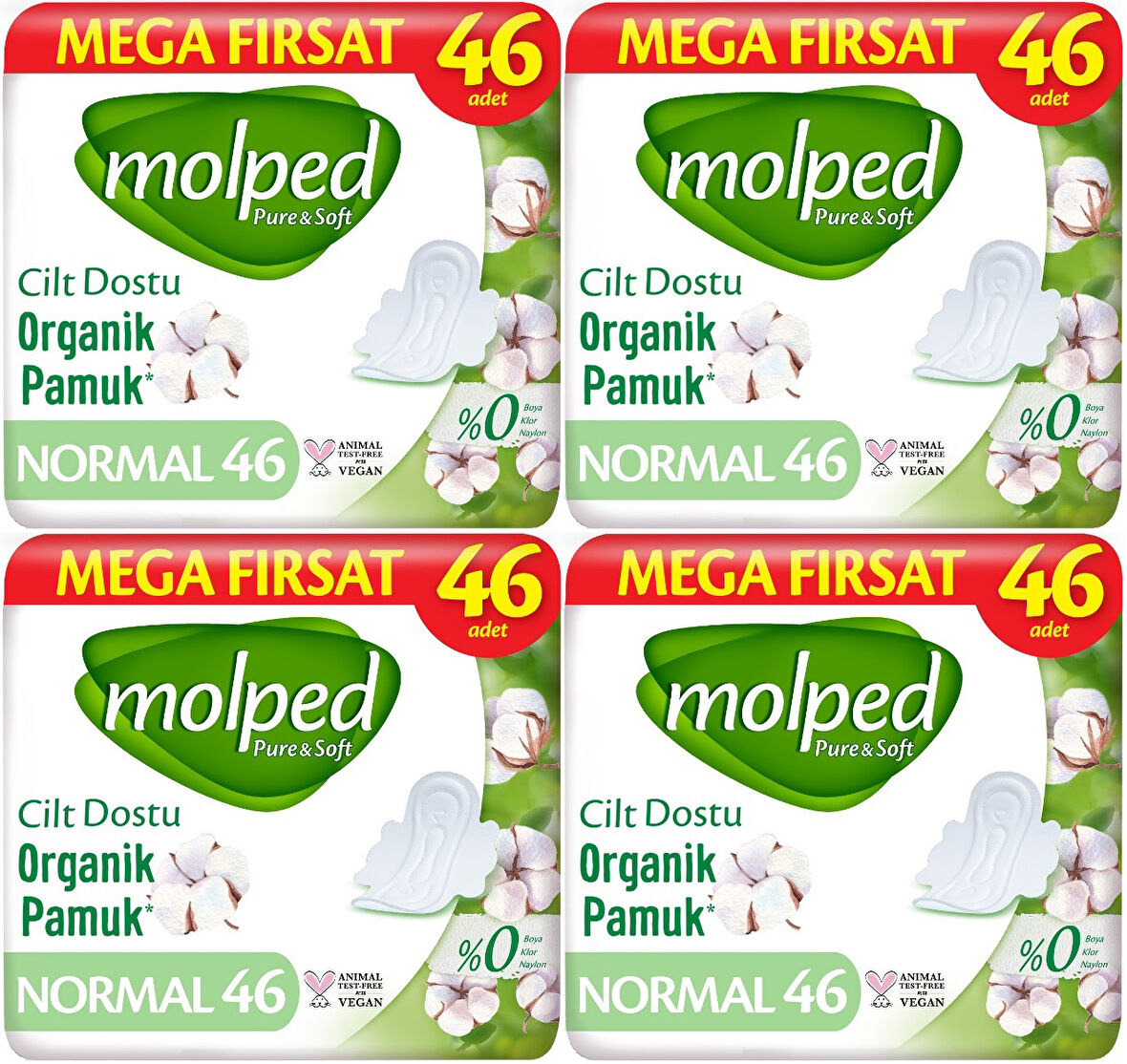 Molped Pure&Soft Hijyenik Ped Normal 184 (4PK*46) Adet Mega Pk