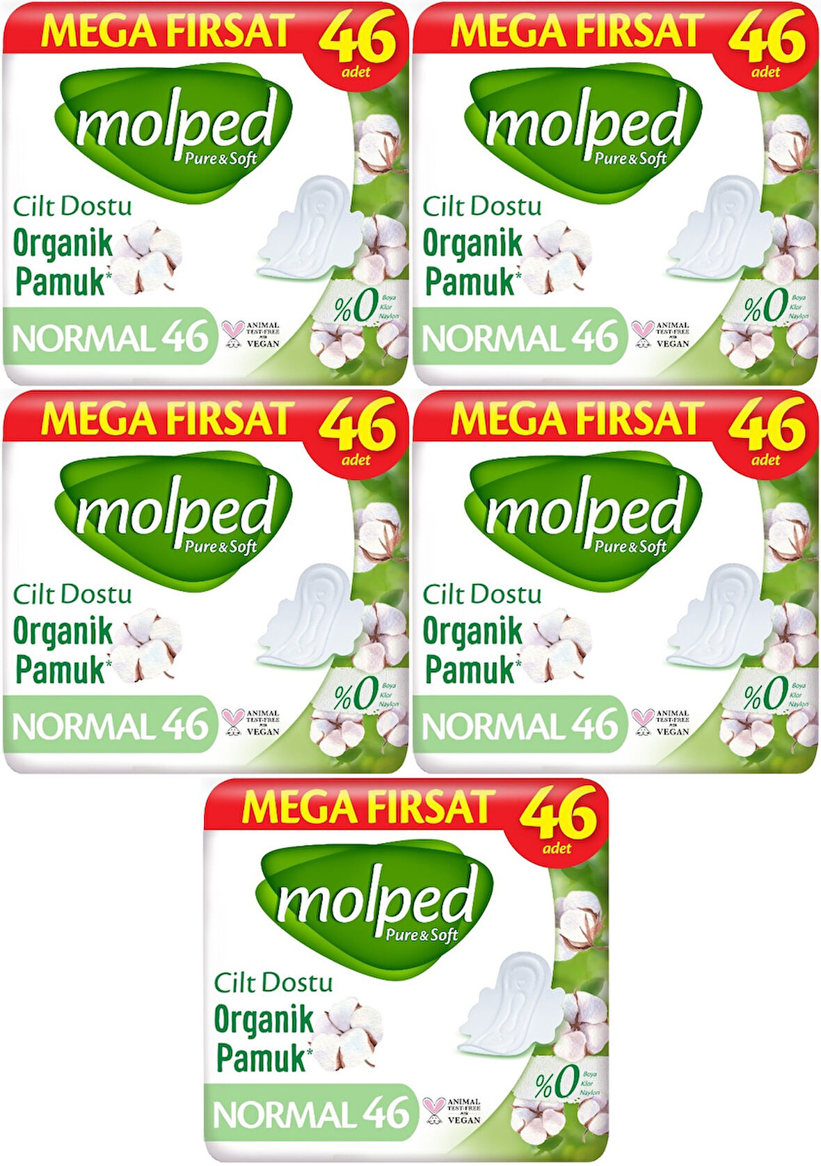 Molped Pure&Soft Hijyenik Ped Normal 230 (5PK*46) Adet Mega Pk
