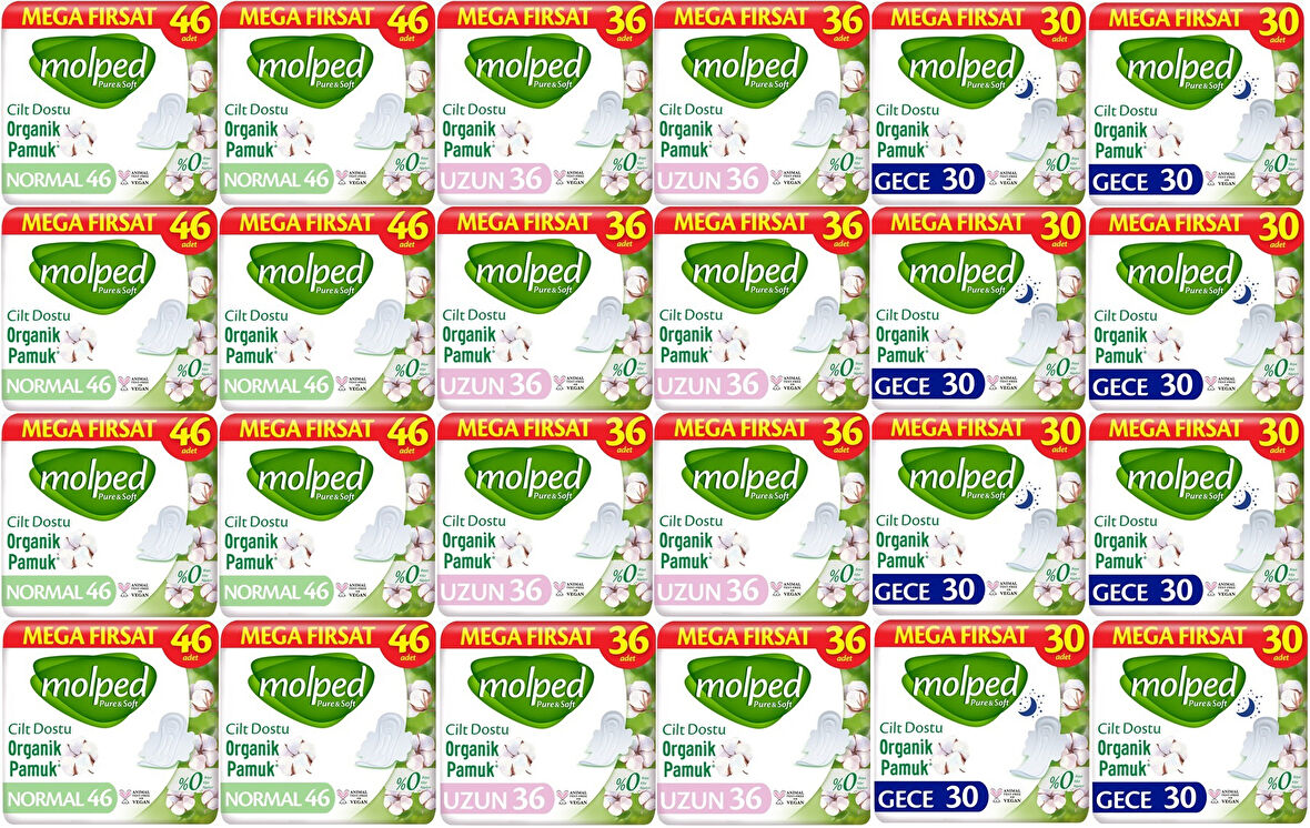 Molped Pure&Soft Hijyenik Ped Avantaj PK Normal 368 + Uzun 288 + Gece 240 Toplam : 896 Adet