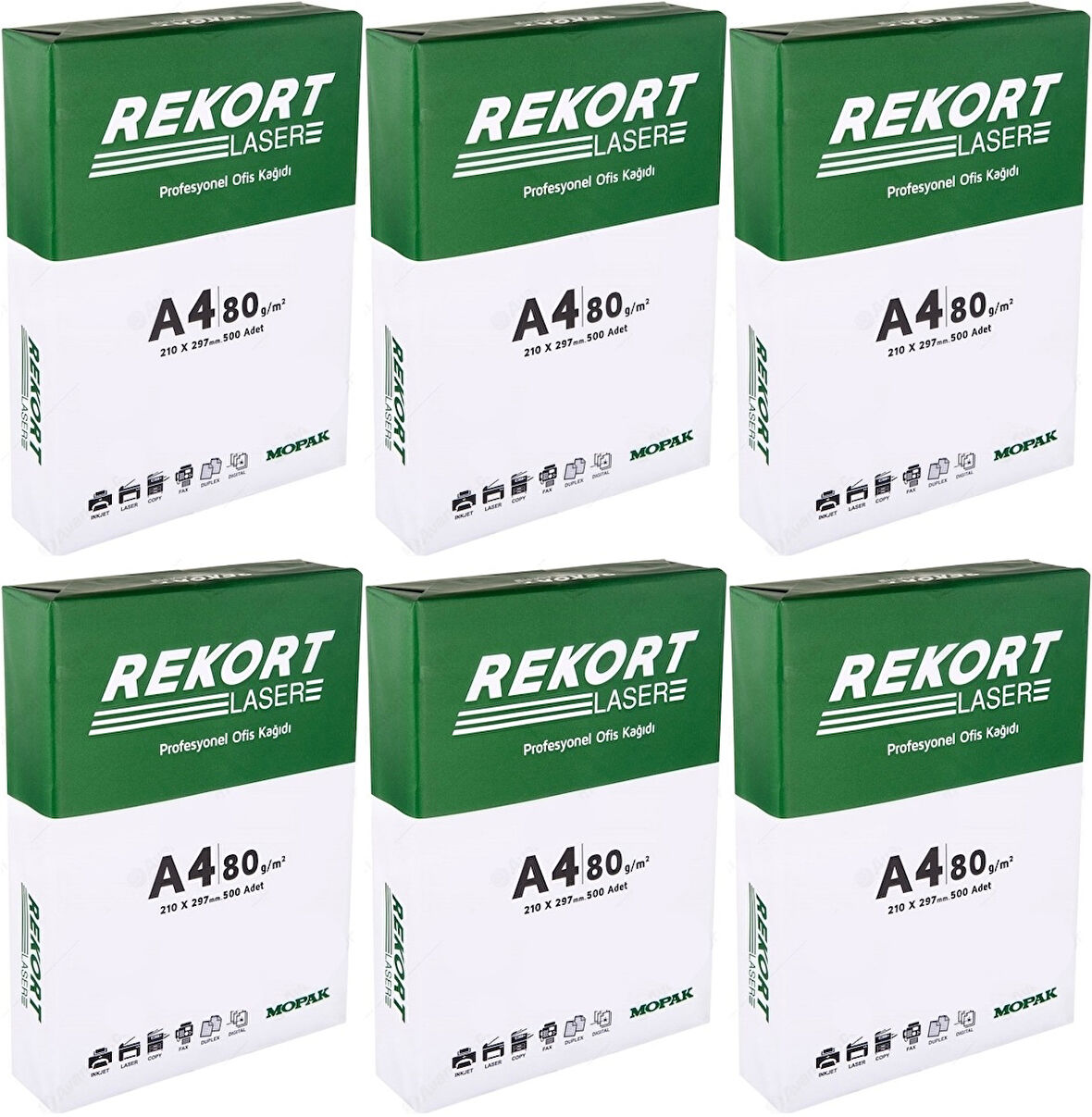 Mopak Rekort A4 80GR/M2 Fotokopi Kağıdı 3000 Adet (6PK*500)