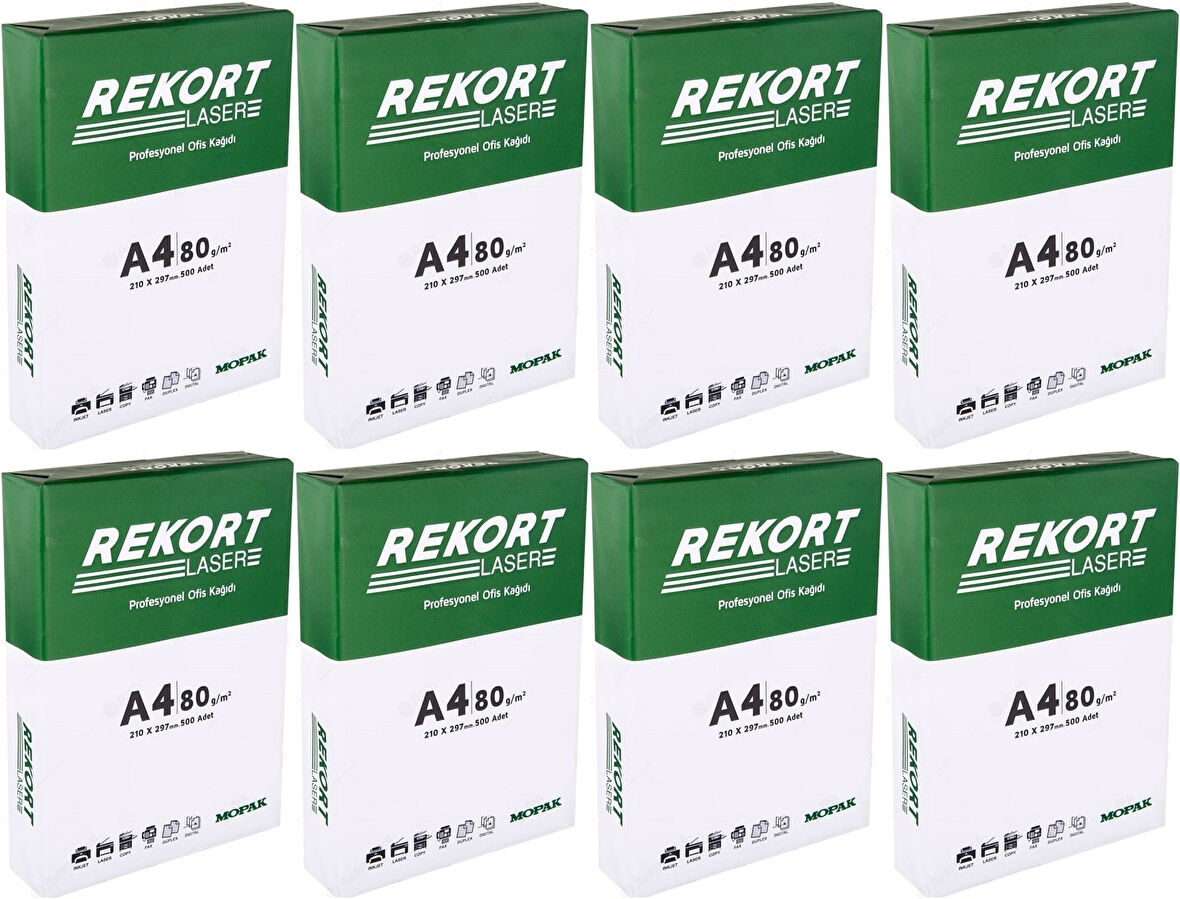 Mopak Rekort A4 80GR/M2 Fotokopi Kağıdı 4000 Adet (8PK*500)
