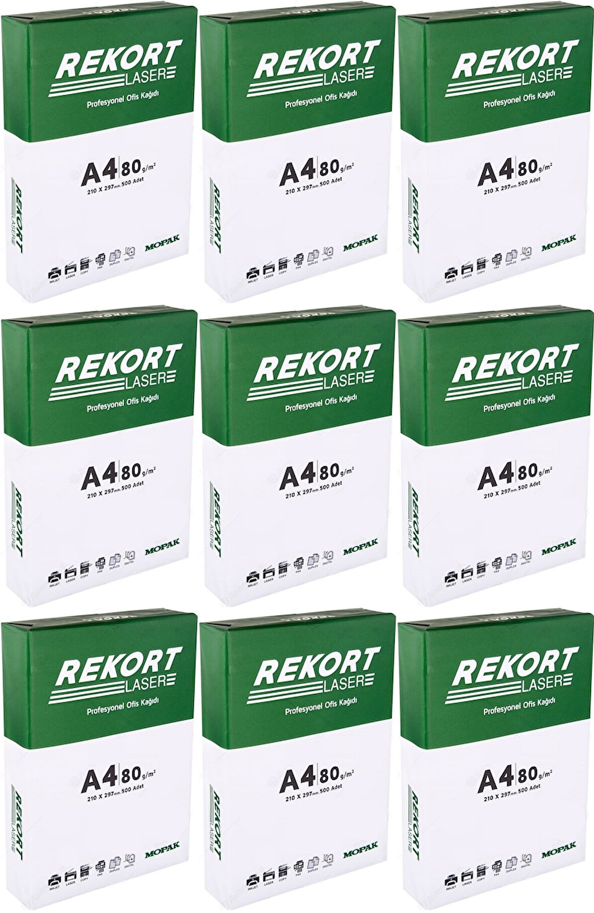 Mopak Rekort A4 80GR/M2 Fotokopi Kağıdı 4500 Adet (9PK*500)