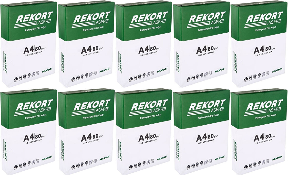 Mopak Rekort A4 80GR/M2 Fotokopi Kağıdı 5000 Adet (10PK*500)