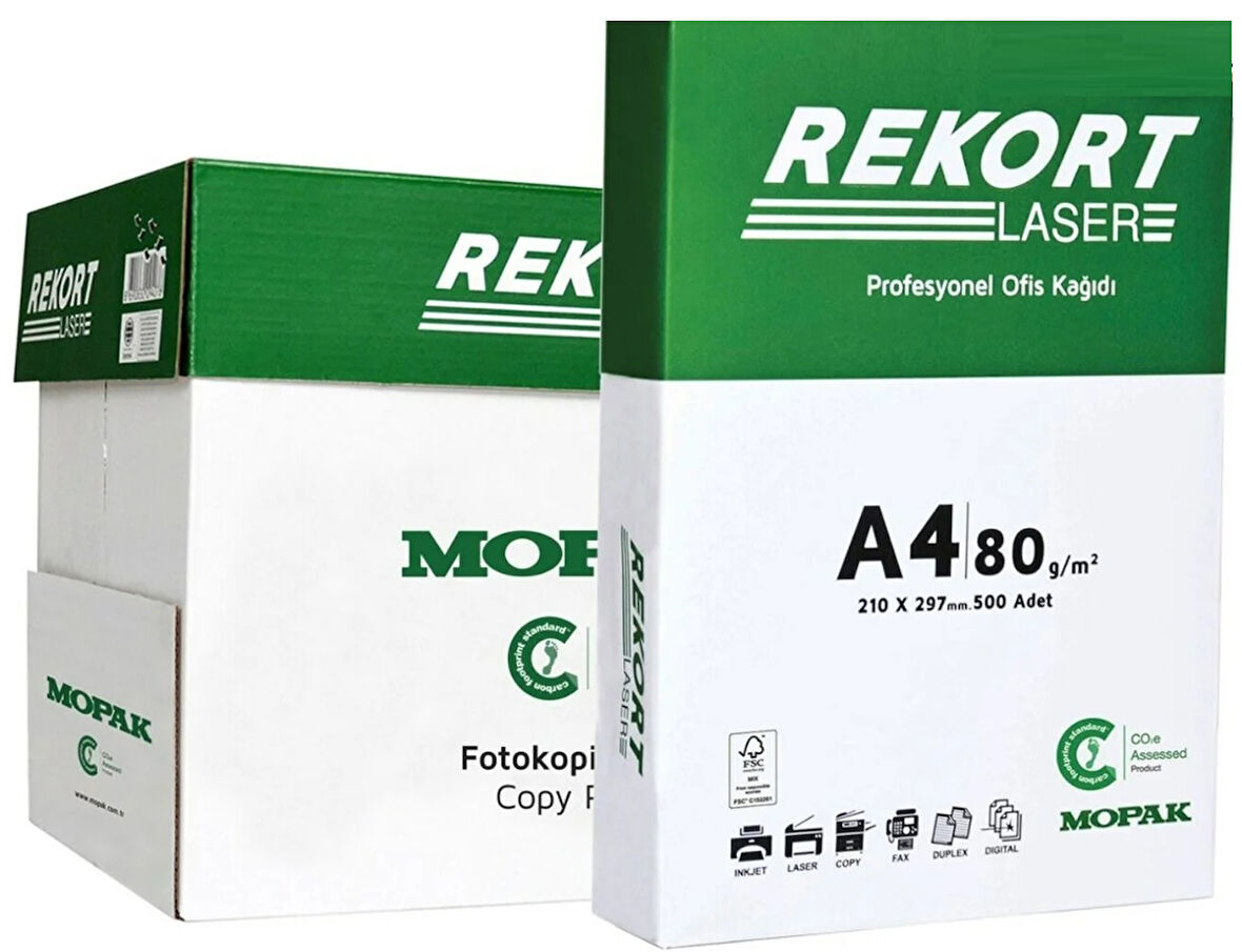 Mopak Rekort A4 80GR/M2 Fotokopi Kağıdı 20000 Adet (40PK*500)