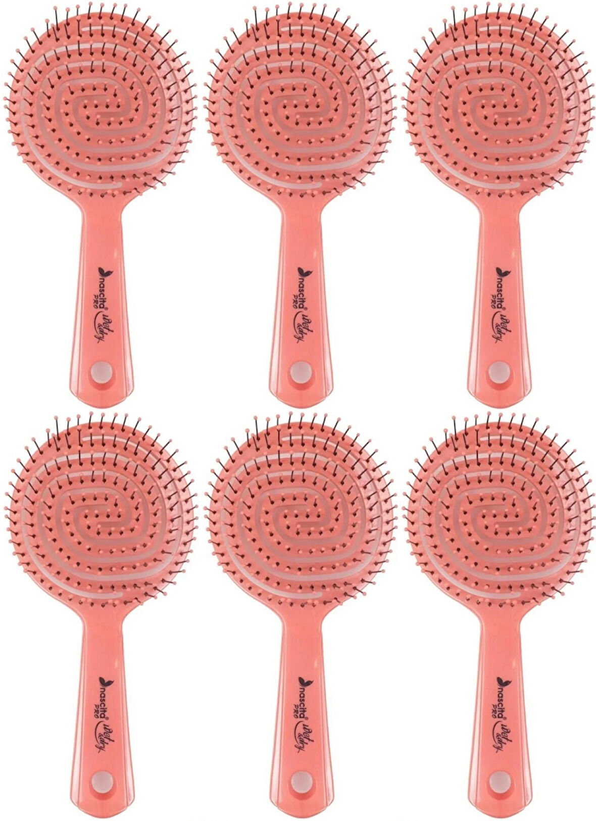 Nascita 3 (Üç) Boyutlu Profesyonel Yuvarlak Saç Fırçası Pembe (Kod Prof:2) (6 Lı Set)