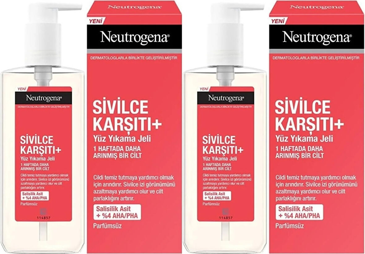 Neutrogena Düzensiz Cilt Tipleri için Yüz Yıkama Jeli 200ML (2 Li Set)