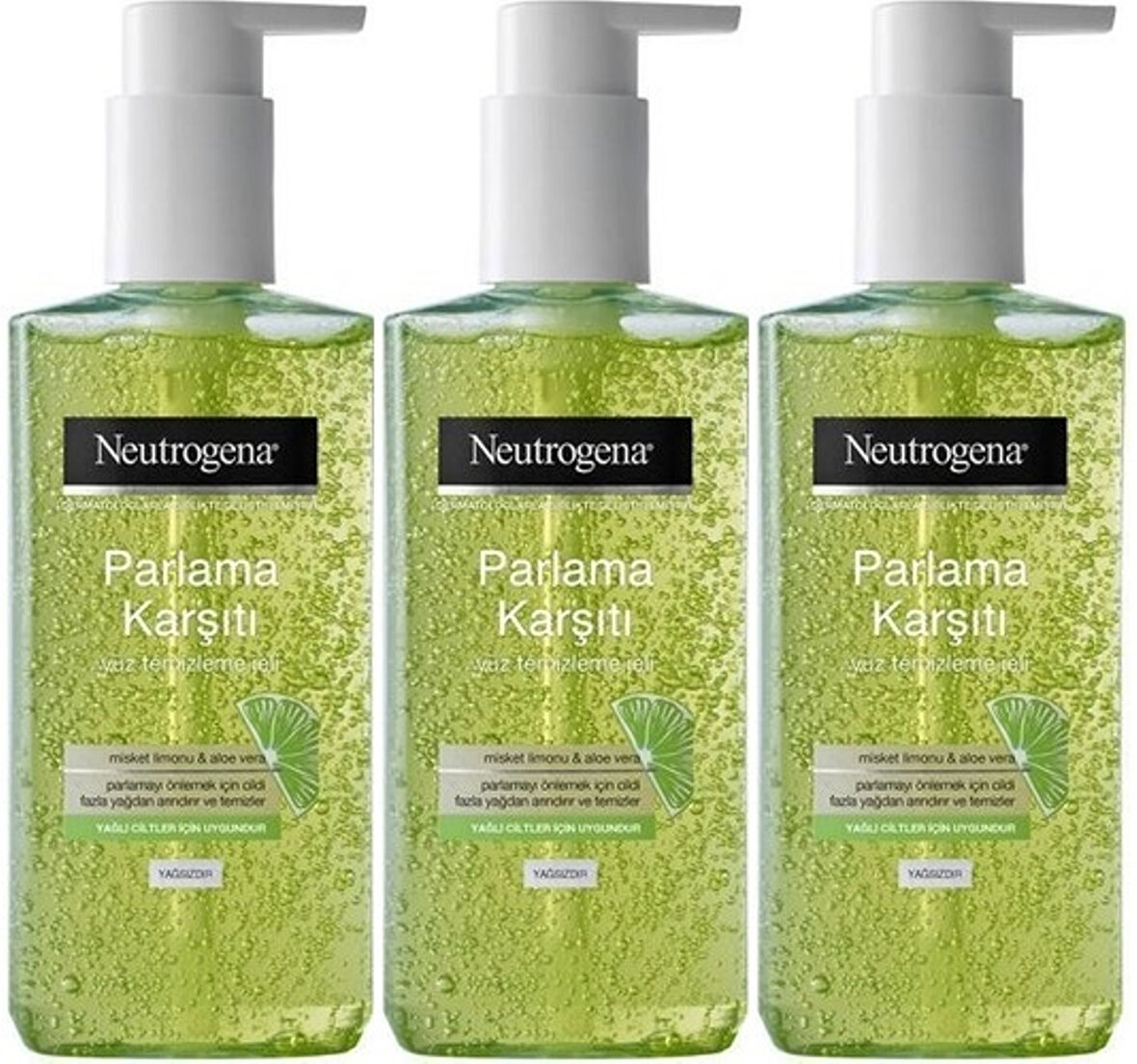 Neutrogena Visibly Clear Pore&Shine Temizleme Jeli 200ML (Parlama Karşıtı) (3 Lü Set)
