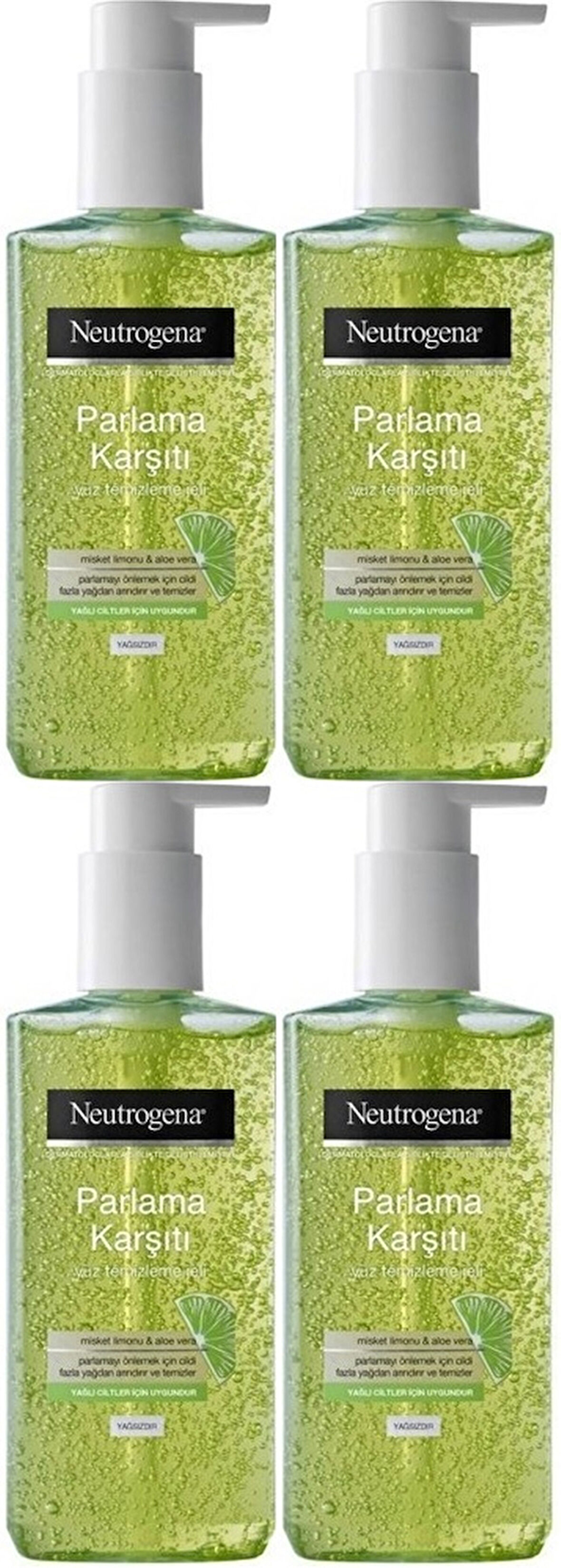 Neutrogena Visibly Clear Pore&Shine Temizleme Jeli 200ML (Parlama Karşıtı) (4 Lü Set)