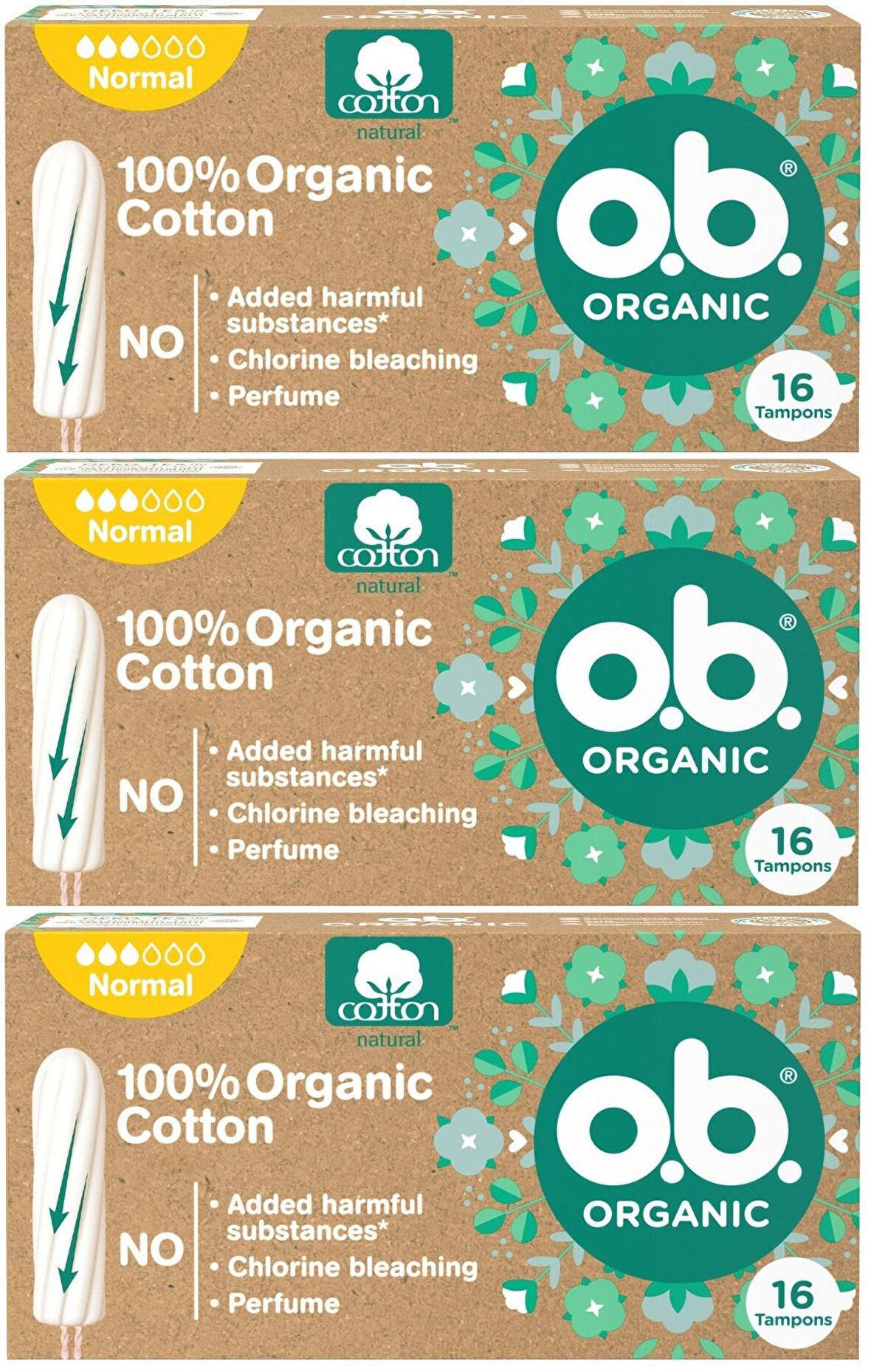 O.B Organic Normal Tampon 48 Li Set (3PK*16)