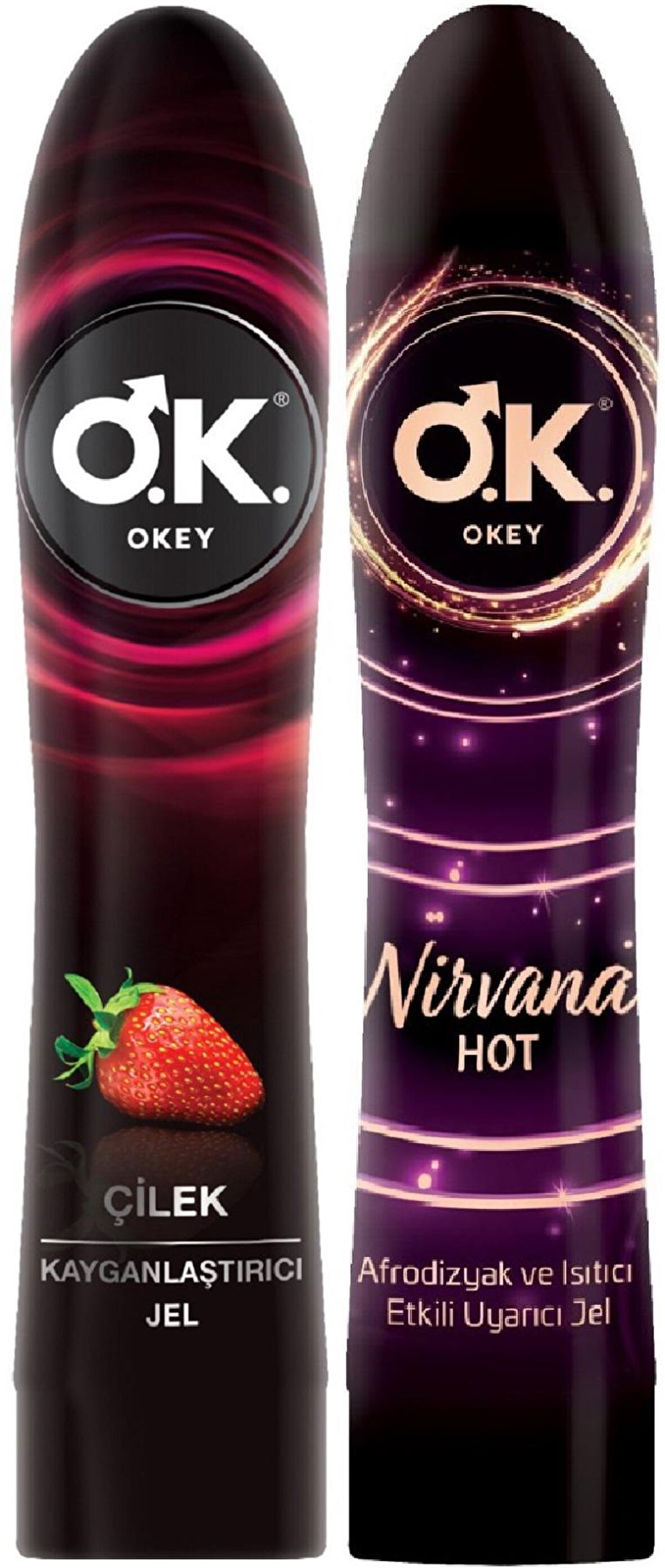 Okey Kayganlaştırıcı Jel 100ML Karma (Çilekli/Nirvana Hot) (2 Li Set)