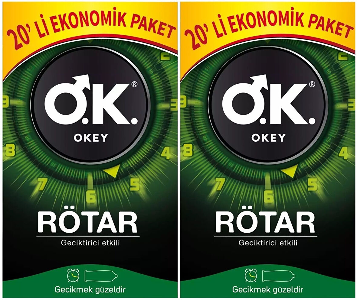 Okey Prezervatif 40 Adet Rötar (Geciktirici Etkili) Ekonomik Pk (2PK*20)