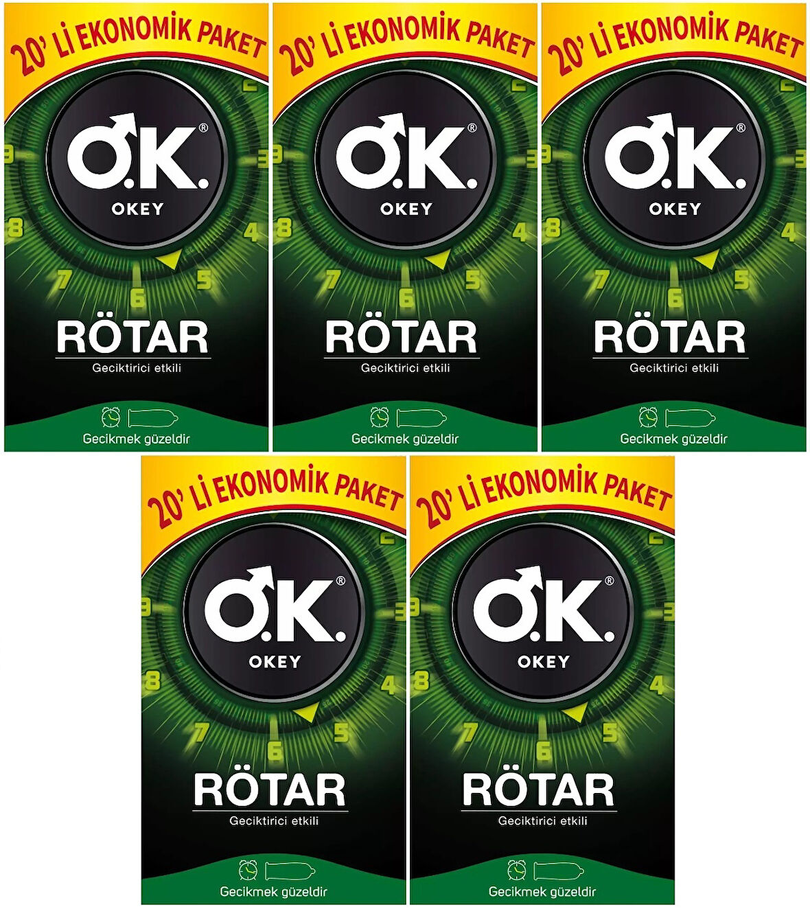 Okey Prezervatif 100 Adet Rötar (Geciktirici Etkili) Ekonomik Pk (5PK*20)