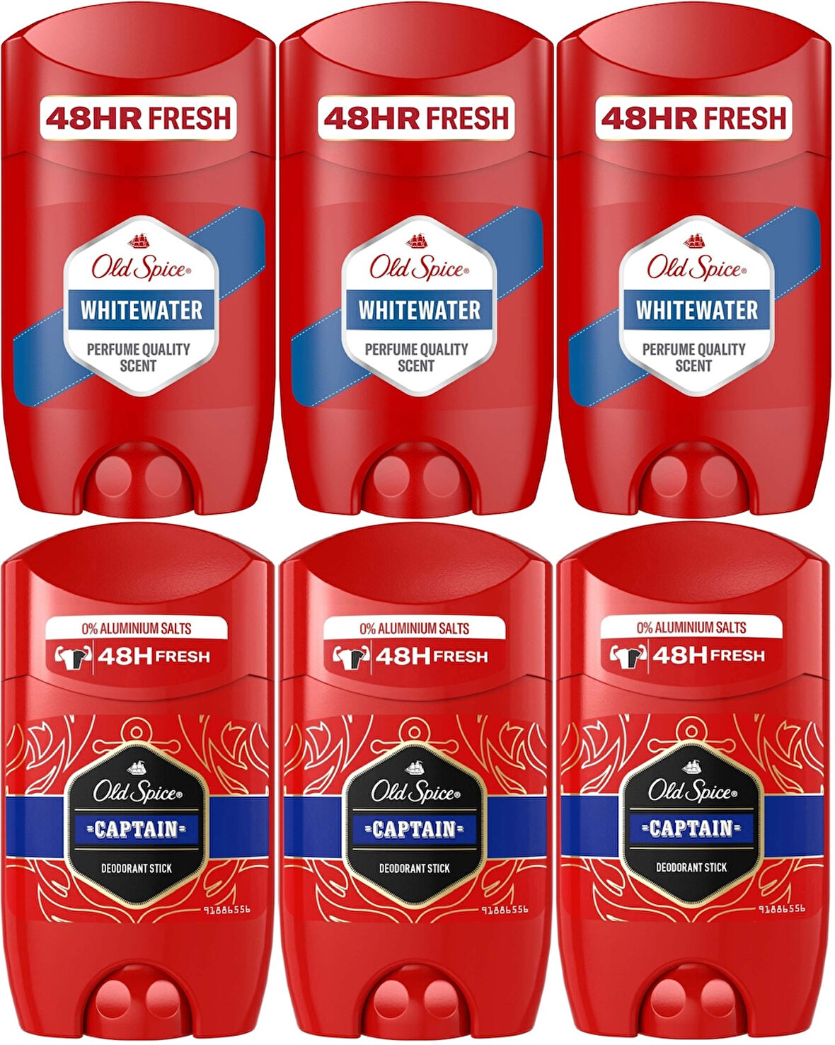 Old Spice WhiteWater & Captain Stick Roll-On Men/Erkek Deodorant 50ML (Karma 6 Lı Set)