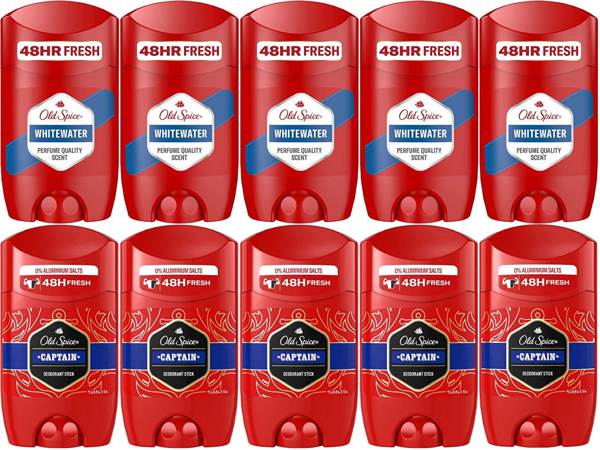 Old Spice WhiteWater & Captain Stick Roll-On Men/Erkek Deodorant 50ML (Karma 10 Lu Set)