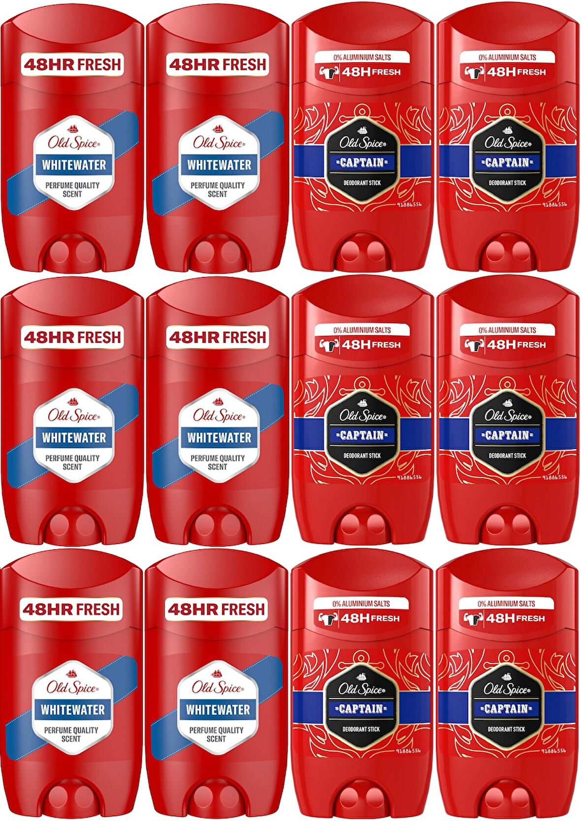 Old Spice WhiteWater & Captain Stick Roll-On Men/Erkek Deodorant 50ML (Karma 12 Li Set)