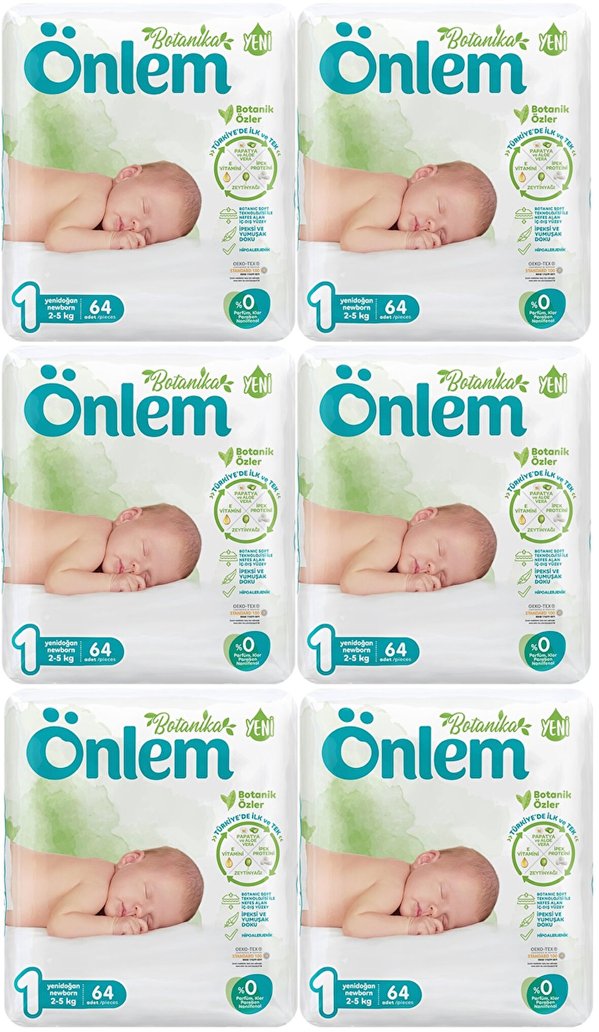 Önlem Bebek Bezi Botanika Beden:1 (2-5Kg) Yenidoğan 384 Adet Süper Ekonomik Mega Pk