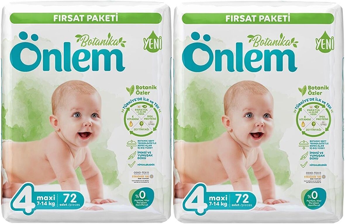 Önlem Bebek Bezi Botanika Beden:4 (4-9KG) Maxi 144 Adet Ekonomik Fırsat Pk
