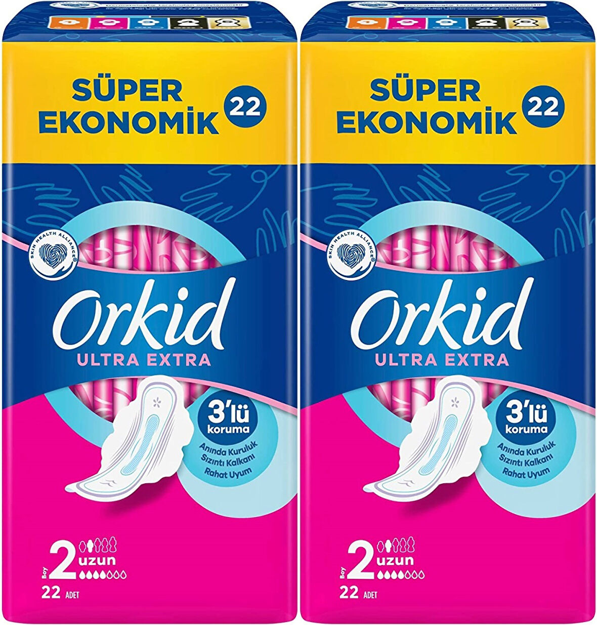 Orkid Hijyenik Ped Ultra Extra Koruma Uzun 44 Adet Süper Ekonomik Pk (2PK*22)