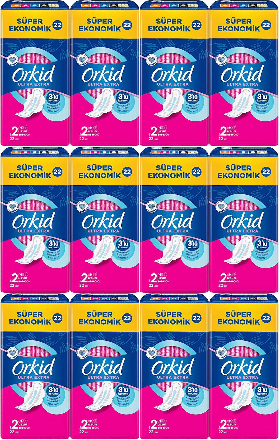 Orkid Hijyenik Ped Ultra Extra Koruma Uzun 264 Adet Süper Ekonomik Pk (12PK*22)