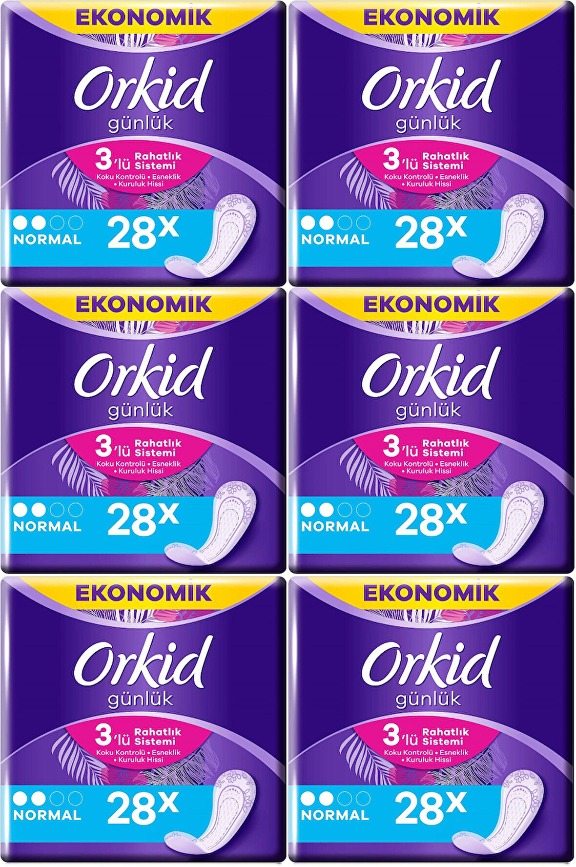 Orkid Günlük Ped Günlük Koruma Normal 168 Adet Ekonomik Paket (Tekli Paketlerde) (6PK*28)