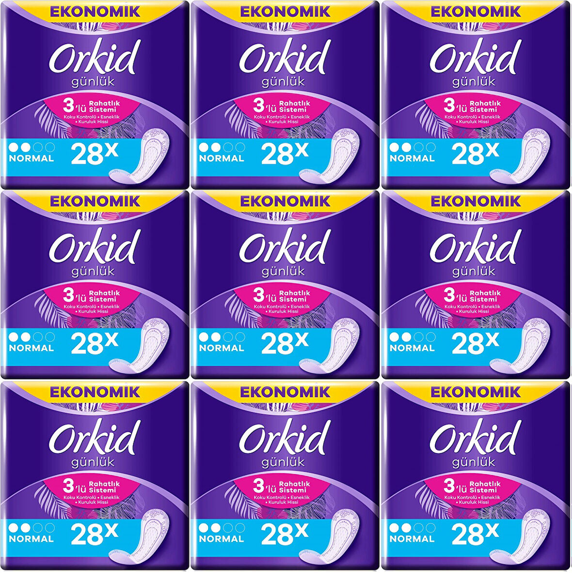 Orkid Günlük Ped Günlük Koruma Normal 252 Adet Ekonomik Paket (Tekli Paketlerde) (9PK*28)