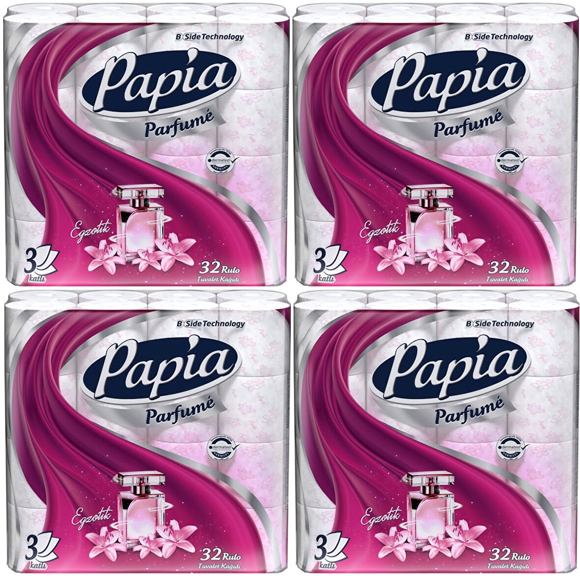 Papia Tuvalet Kağıdı (3 Katlı) 128 Li Pk (4PK*32) Egzotik Parfümlü