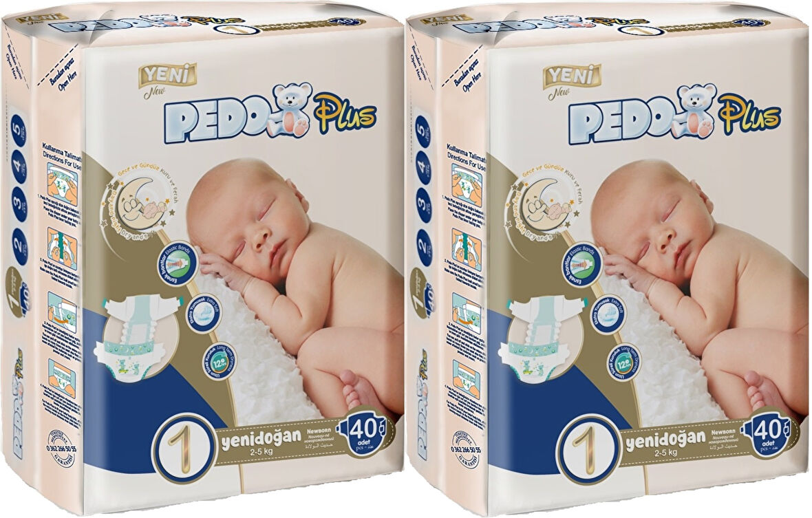 Pedo Plus Bebek Bezi Beden:1 (2-5KG) Yeni Doğan 80 Adet Jumbo Ekonomik Pk