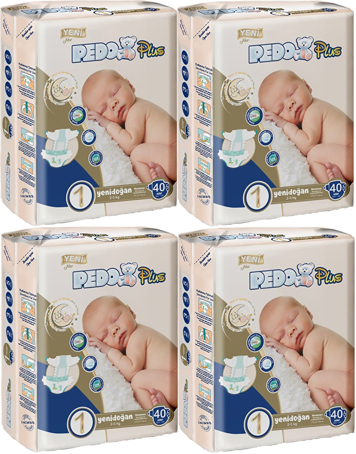 Pedo Plus Bebek Bezi Beden:1 (2-5KG) Yeni Doğan 160 Adet Jumbo Aylık Pk