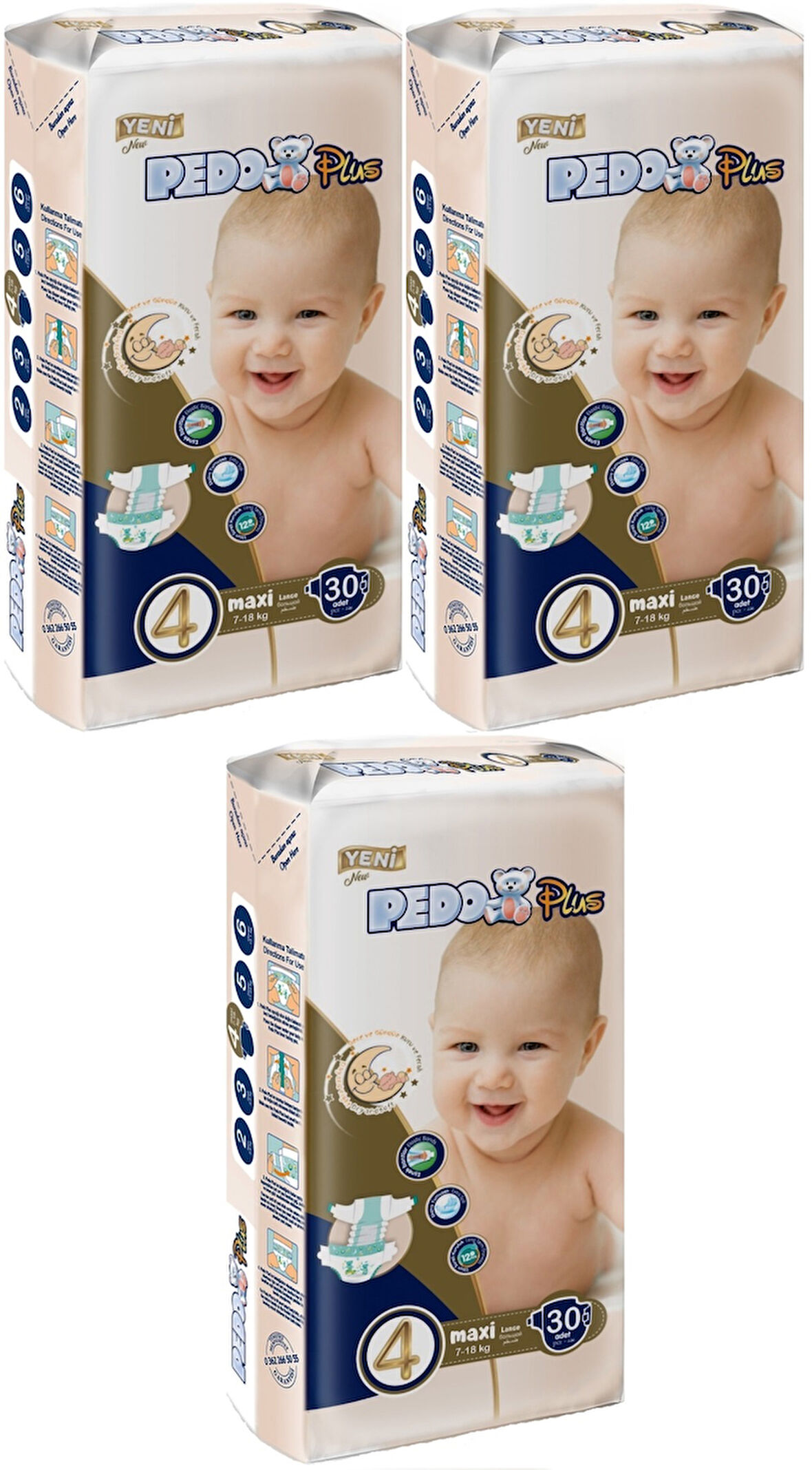 Pedo Plus Bebek Bezi Beden:4 (7-18KG) Maxi 90 Adet Jumbo Fırsat Pk
