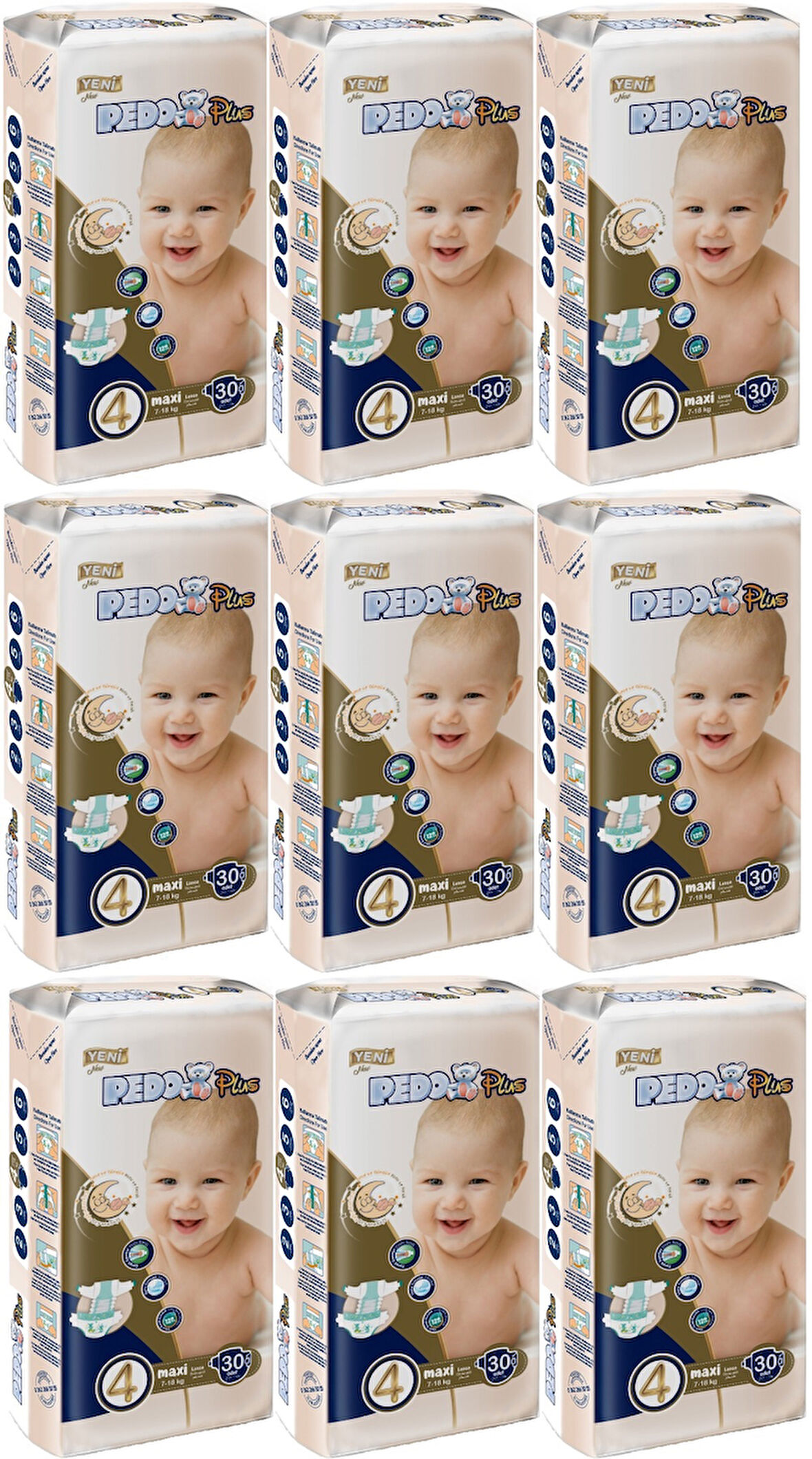 Pedo Plus Bebek Bezi Beden:4 (7-18KG) Maxi 270 Adet Jumbo Ekstra Pk