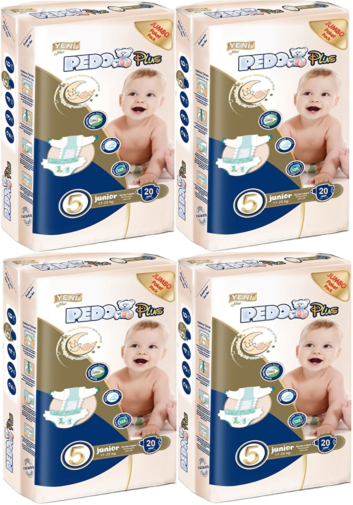 Pedo Plus Bebek Bezi Beden:5 (11-25KG) Junior 80 Adet Jumbo Aylık Pk