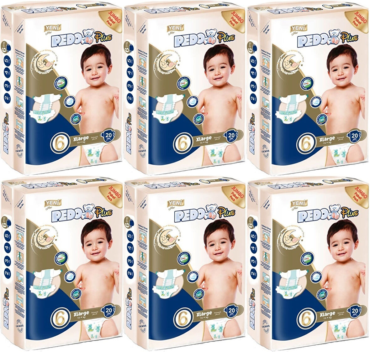 Pedo Plus Bebek Bezi Beden:6 (15+KG) Extra Large 120 Adet Jumbo Avantaj Pk