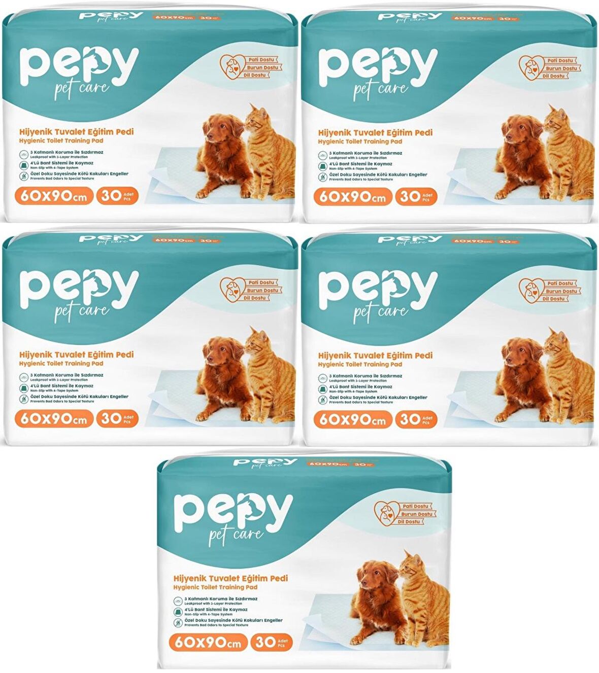 Pepy Evcil Hayvan Tuvalet Eğitim Pedi 60*90CM 150 Adet (5PK*30)