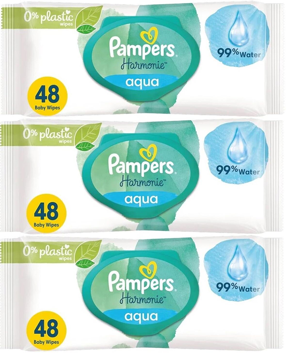 Prima Pampers Harmonie Islak Havlu Mendil Aqua Pure 48 Yaprak 3 Lü Set (144 Yaprak) Organik Pamuk