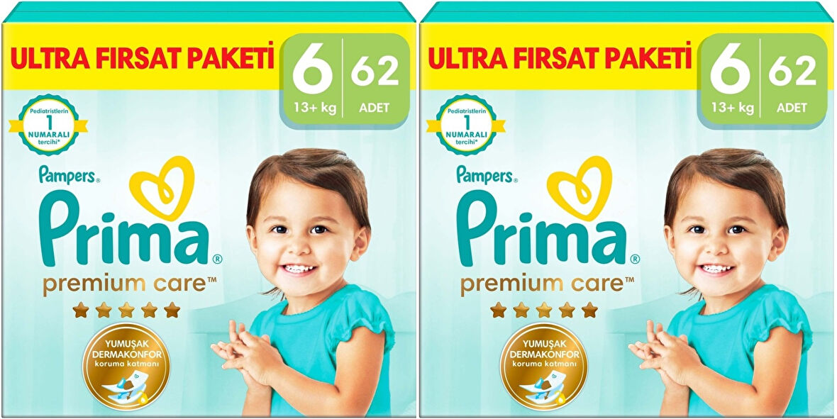 Prima Premium Care Bebek Bezi Beden:6 (13+) Extra Large 124 Adet Mega Fırsat Pk