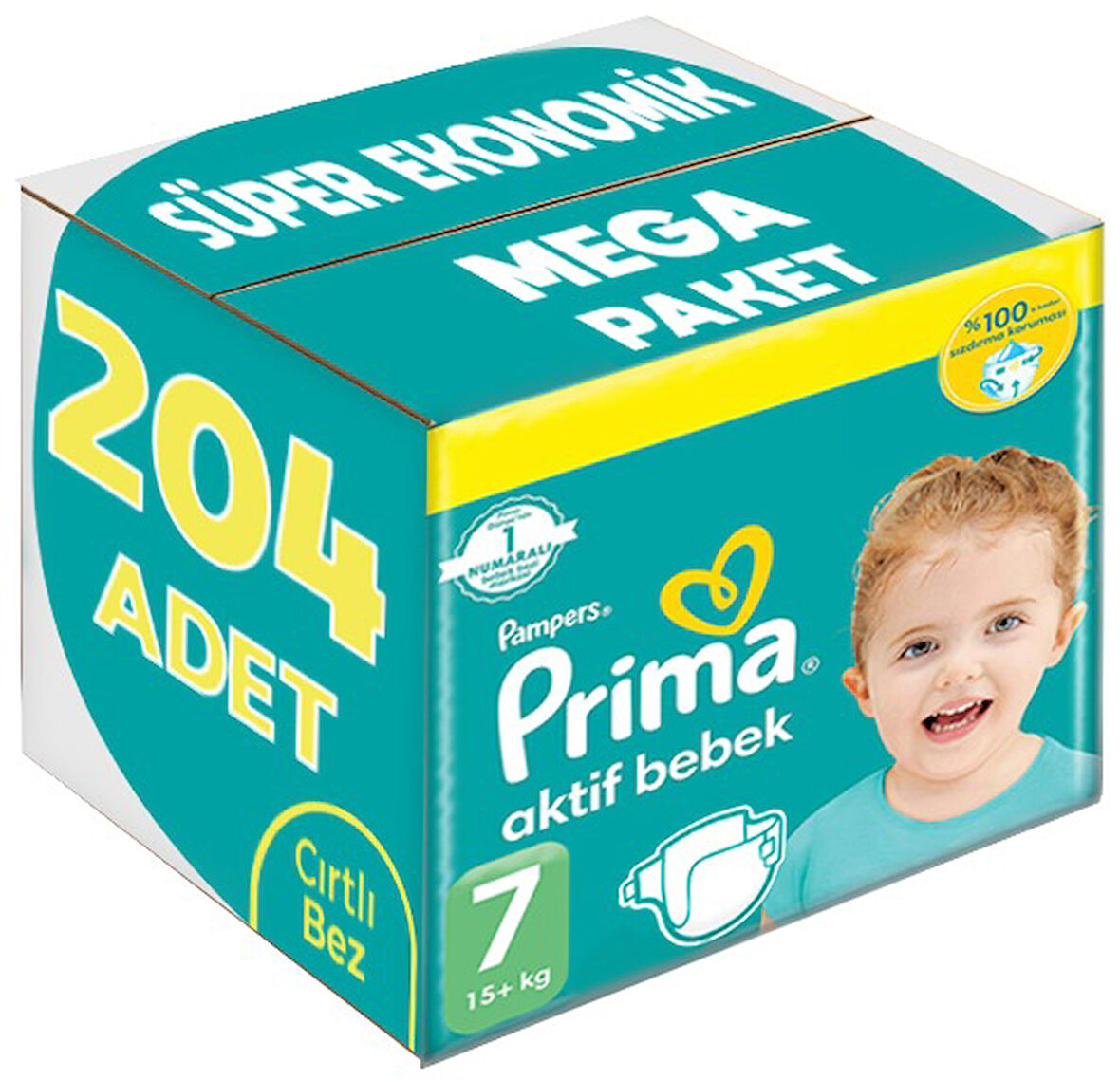 Prima Bebek Bezi Beden:7 (15+Kg) XX Large 204 Adet Süper Ekonomik Mega Pk