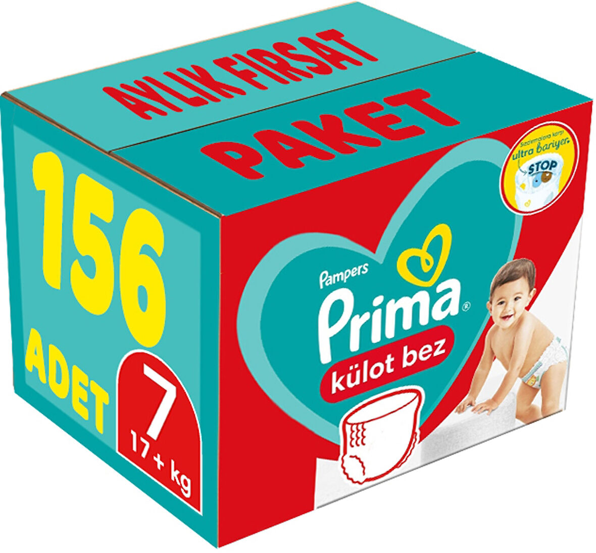 Prima Külot Bebek Bezi Beden:7 (17+Kg) XXL 156 Adet Aylık Fırsat Pk