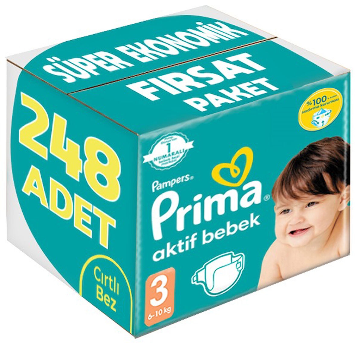 Prima Bebek Bezi Beden:3 (6-10Kg) Midi 248 Adet Süper Ekonomik Fırsat Pk