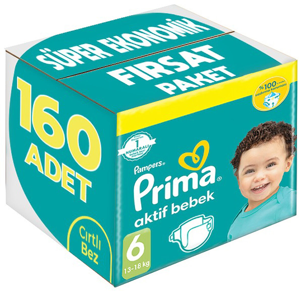 Prima Bebek Bezi Beden:6 (13-18Kg) Extra Large 160 Adet Süper Ekonomik Fırsat Pk