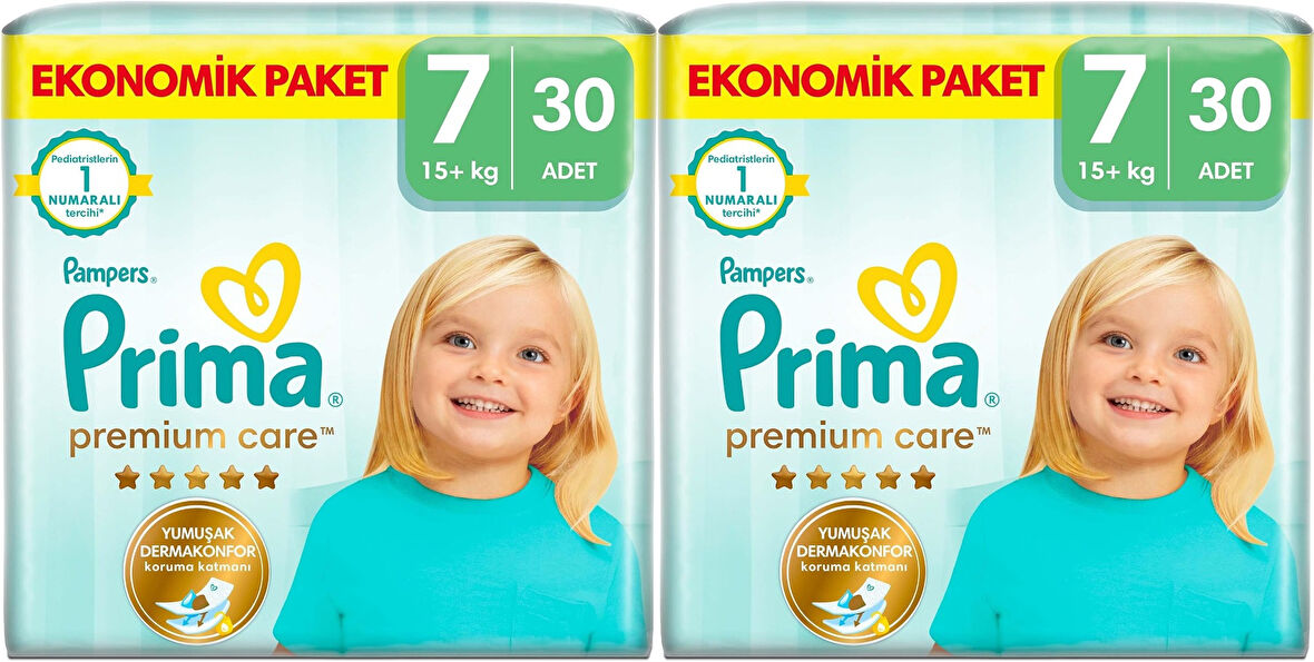 Prima Premium Care Bebek Bezi Beden:7 (15+KG) XXX Large 60 Adet Süper Ekonomik Pk