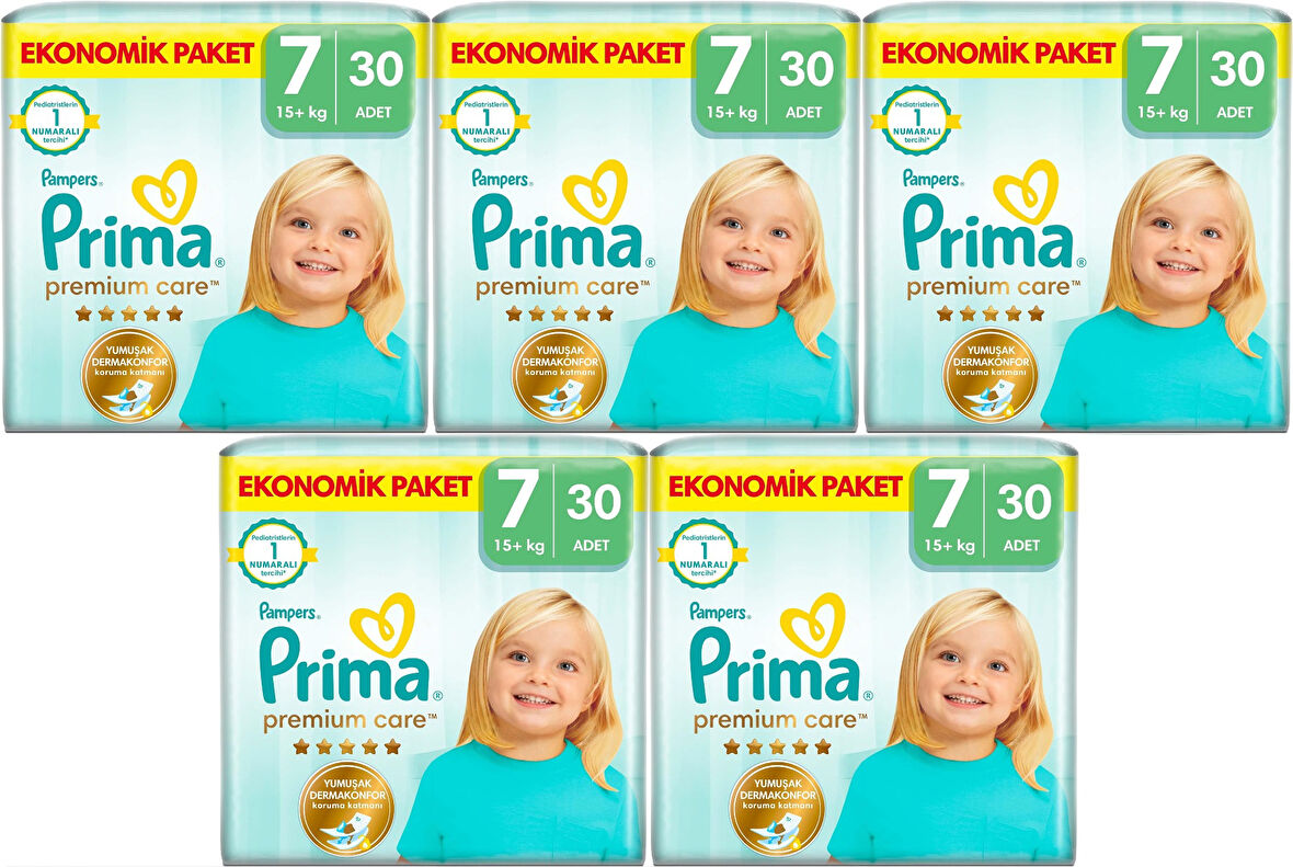 Prima Premium Care Bebek Bezi Beden:7 (15+KG) XXX Large 150 Adet Mega Ekonomik Pk