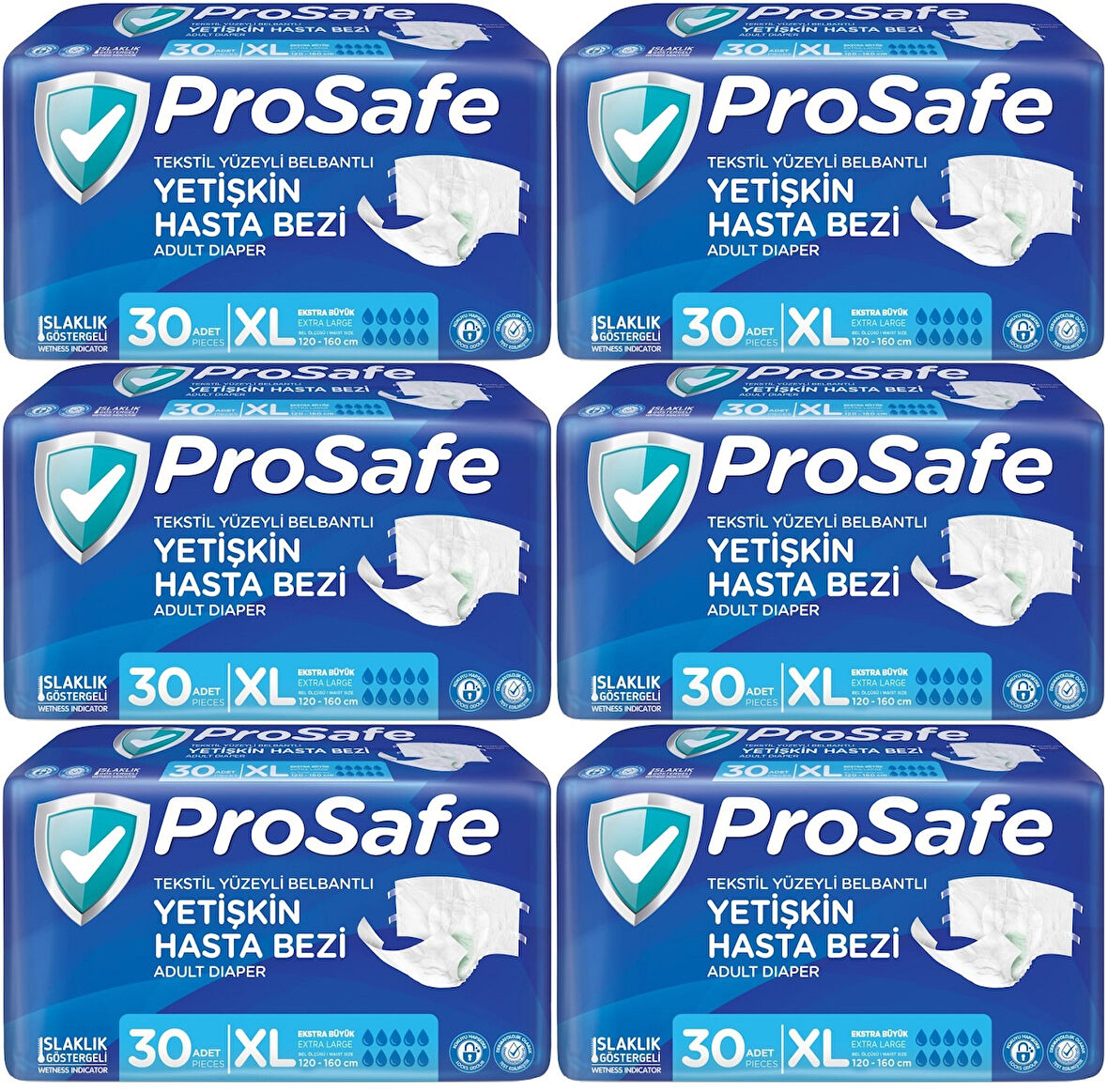 Prosafe Hasta Bezi Yetişkin Bel Bantlı Tekstil Yüzey XL-Extra Large Boy 180 Adet (6PK*30)