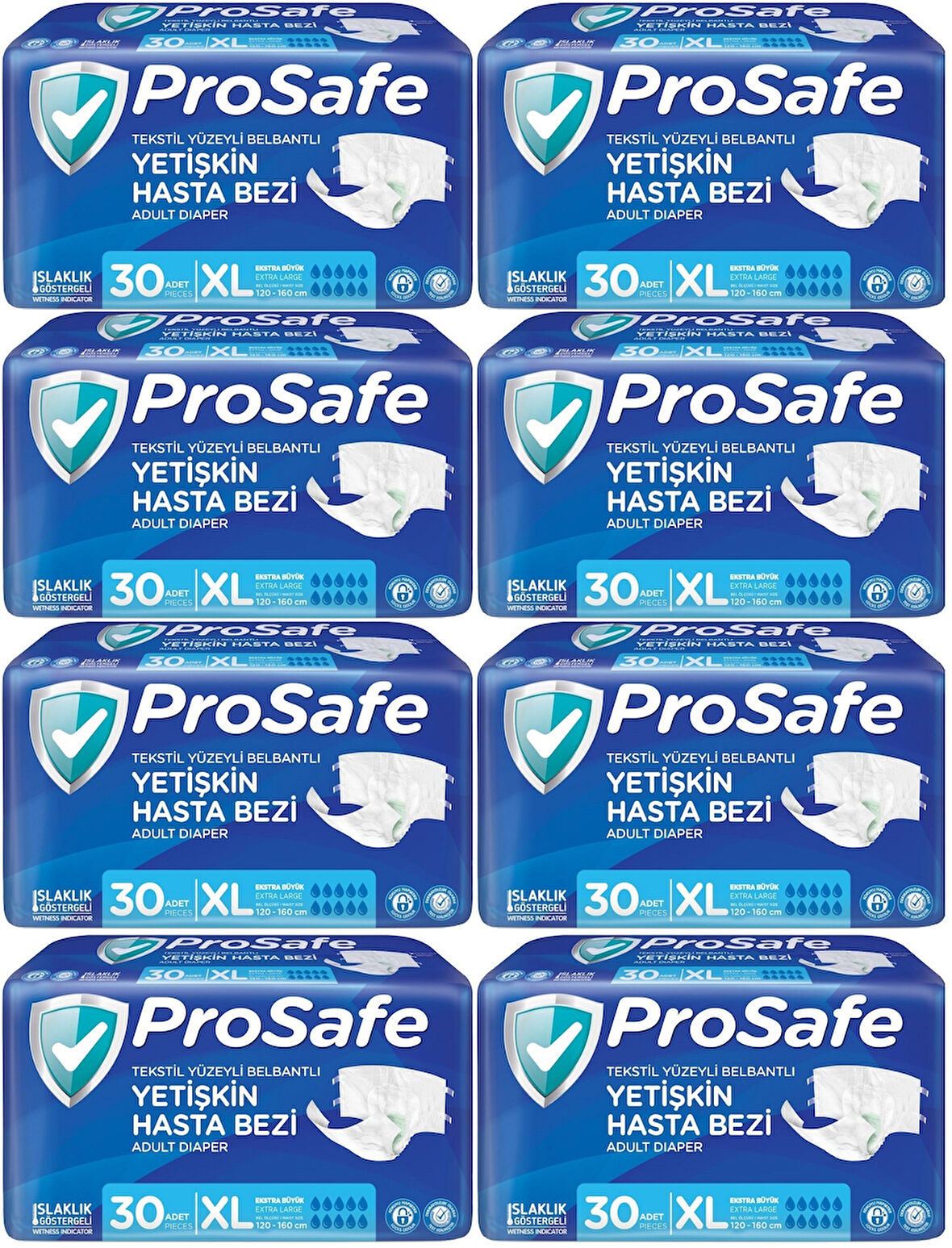 Prosafe Hasta Bezi Yetişkin Bel Bantlı Tekstil Yüzey XL-Extra Large Boy 240 Adet (8PK*30)