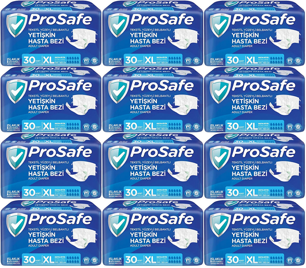 Prosafe Hasta Bezi Yetişkin Bel Bantlı Tekstil Yüzey XL-Extra Large Boy 360 Adet (12PK*30)