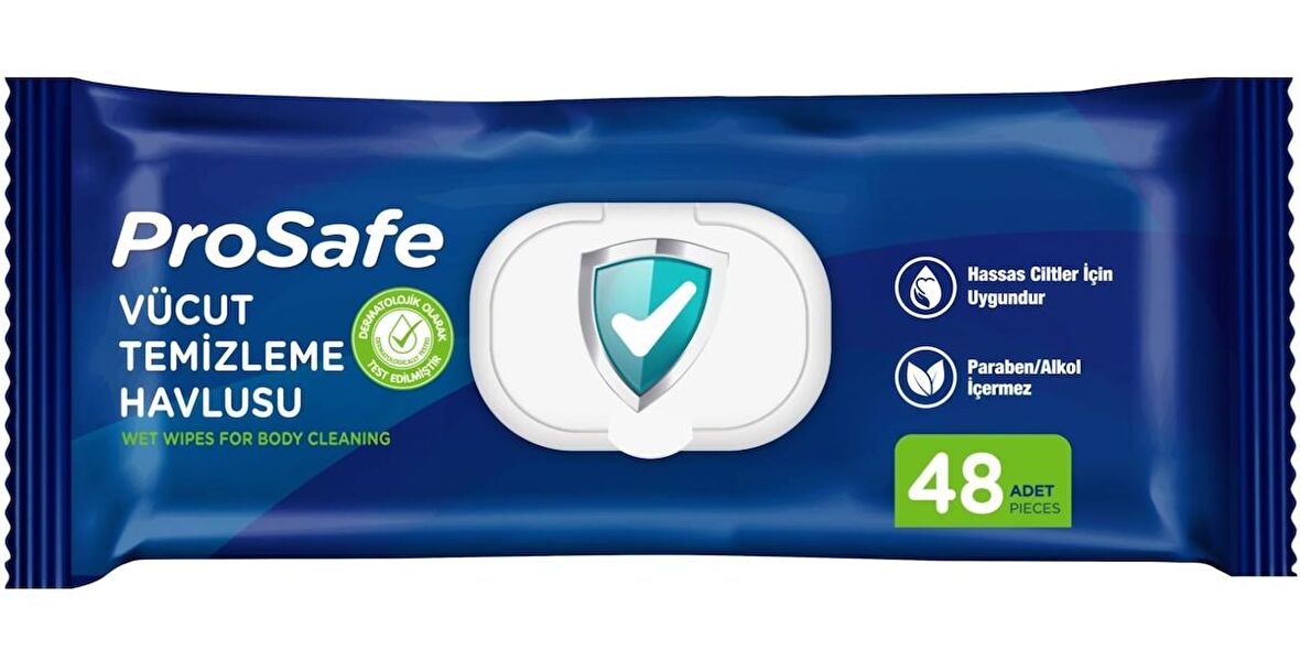 Prosafe Hasta Vücut Temizleme Islak Mendil Havlu 48 Yaprak XL (4 Lü Set) Plastik Kapak