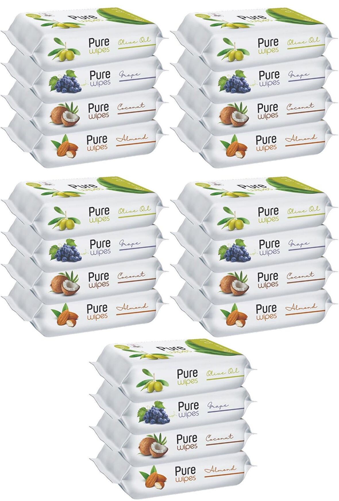 Pure Baby Wipes Islak Havlu Mendil 50 Yaprak 20 Li Set (1000 Yaprak) (Meyveli)