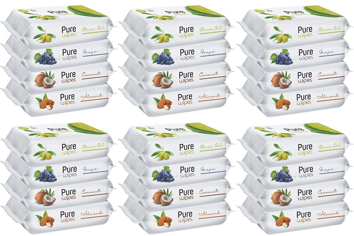 Pure Baby Wipes Islak Havlu Mendil 50 Yaprak 24 Lü Set (1200 Yaprak) (Meyveli)