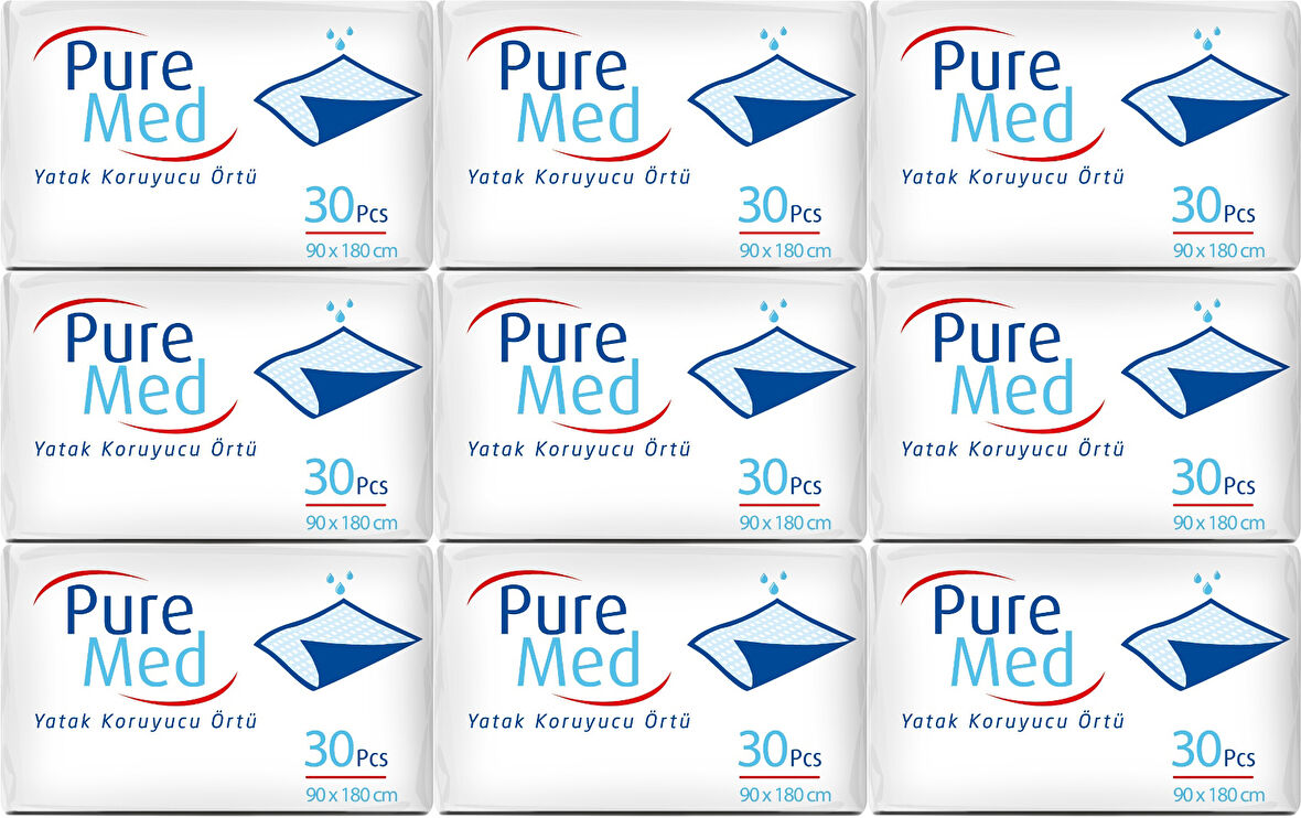 Puremed Hasta Yatak Koruyucu 90*180CM 270 Adet (9PK*30)